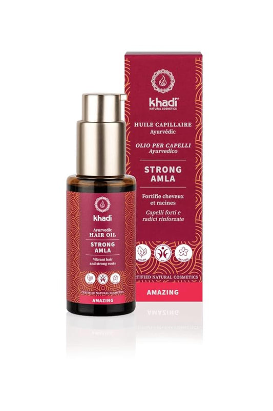 khadi STRONG AMLA hair oil, 100% natural, herbal, vegan, promotes growth, prevents hair loss & gray hair, strengthens roots, silicone-free, Ayurvedic hair care, organic beauty 1.69oz