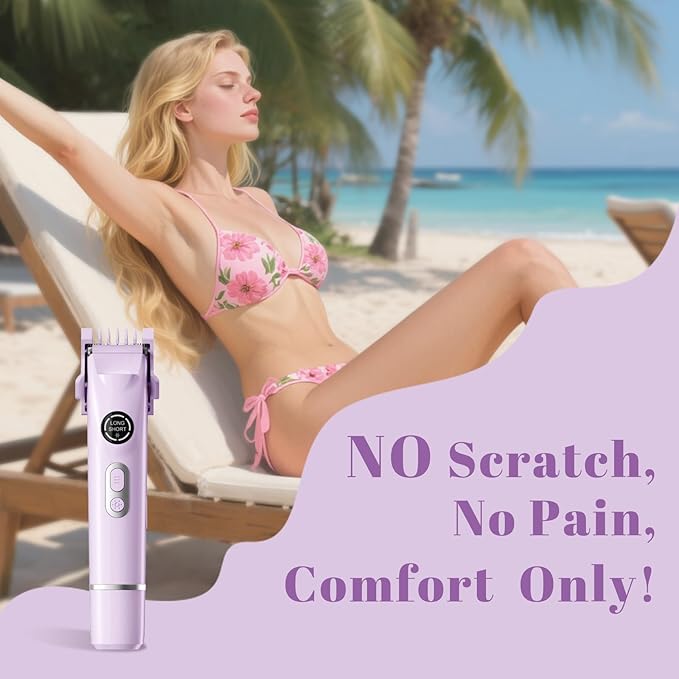 4-in-1 Waterproof Bikini Hair & Body Hair Trimmer - Rechargeable Shaver - IP7-compact for Travel, Cordless Use