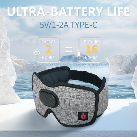 Heated Eye Mask with Bluetooth Headphones SYPVRY Wireless Sleep Eye Mask Headphones for Sleeping with Temperature & Timer Control, Warm Eye Compress USB Heated Mask for Dry Eyes Style,Grey
