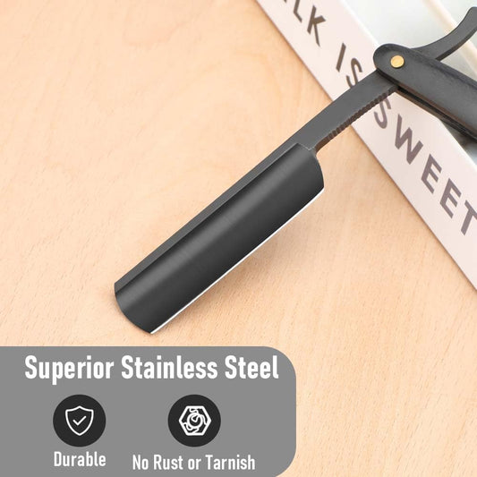 Premium Stainless Steel Shaver Razor with Shaving Strop for Men,Professional Straight Edge Barber Razor,Straight razors for men, Home & Salon Grooming Using (NO.189)