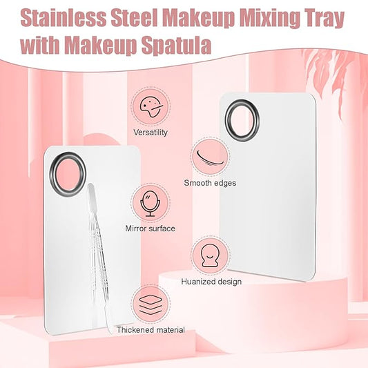 4 Pcs Makeup Spatula Korean Set, Spatula Makeup Korean Foundation Spatula, Stainless Steel Cosmetic Makeup Palette, Korean Makeup Spatula, Makeup Mixing Palette Cosmetic Spatula Skin Care Spatula Tool