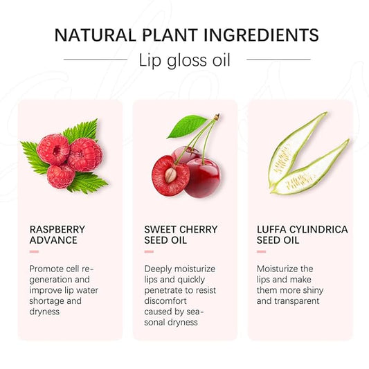 Hydrating Lip Glow Oil Moisturizing Plumping Lip Tint Lip Gloss Transparent Lip Balm Long Lasting Nourishing Repairing Lightening Lip Lines (001#+015#)