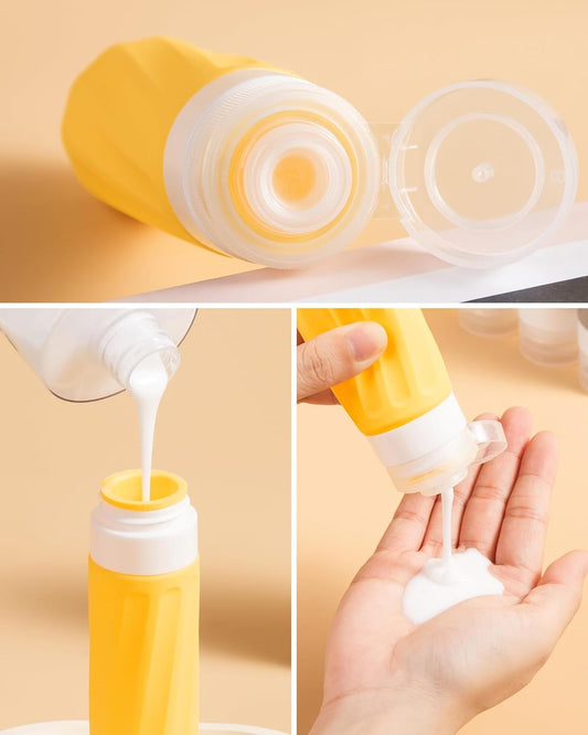 Travel Bottles for Toiletries 8 Pack, Travel Size Toiletries, Tsa Approved Travel Size Containers 3oz, with Travel Essentials Clear Bag, Leak Proof Silicone Squeezable Creams Jars