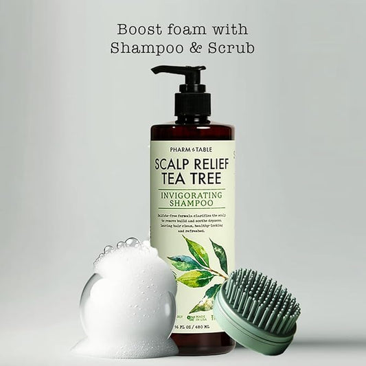 Tea Tree Shampoo For Men and Women, Deep Cleansing Sulfate-Free Formula - Relief for Dry Itchy Scalp - Infused with Tea Tree oil, Mint, Biotin and Vitamin E, 16.2oz