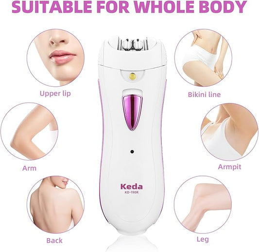 Epilator for Women, Smooth Glide Epilator for Face, Rechargeable Facial Epilator Hair Removal Face Trimmer Device with LED Light for Facial Armpit Bikini and Leg