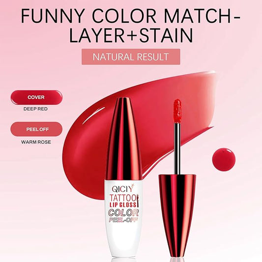 QueenDiary Lip tint Peel Off Lip Stain,Lip Stain Waterproof, Lip Tattoo Peel Off with Matte Finish, Long Lasting, Transfer-proof, Highly Pigmented Color (Romance Stain)