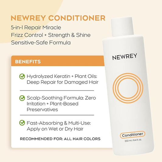 Hydrating Conditioner for Dry, Damaged Hair - 8.4oz | Moisture Repair Treatment with Hydrolyzed Keratin & Coconut Oil for Smooth, Shiny, Manageable Hair