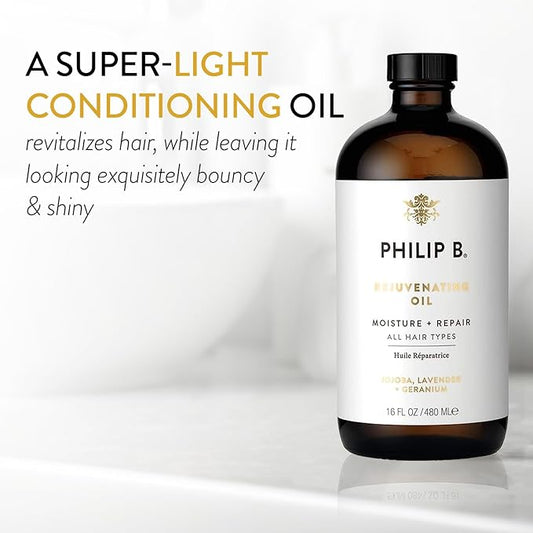 PHILIP B Rejuvenating Oil 16 oz. (480 ml) | Long-Term Hair Repair, Youthful Bounce, Strength and Shine