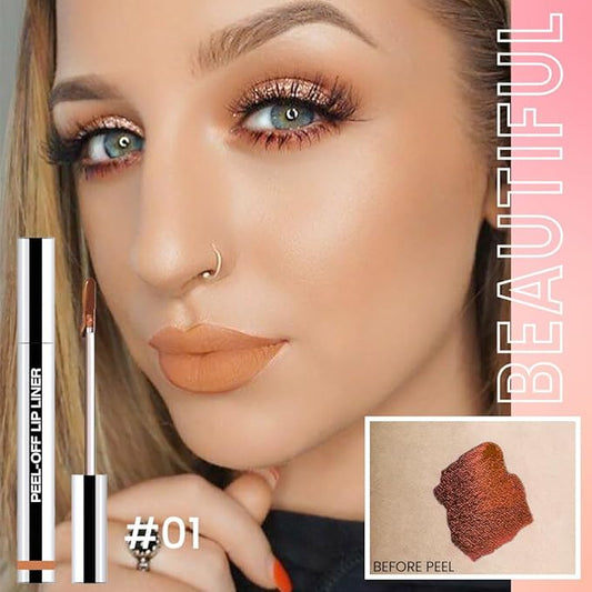 Matte Lip Gloss Stain-Peel Off Lip Liner Tattoo, Orange Brown Lip Tint,Long Lasting Peel Off Lip Stain, Waterproof Transfer-proof Lip Mask Lip Liner Peel Off Lip Gloss,Stayn Lip Makeup. #01