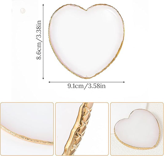 Resin Nail Art Palette, Makeup Palettes Nail Mixing Palette Polish Color Mixing Plate Golden Edge Heart Shaped Nail Art Display Holder Display Board Heart Shape Cosmetic Mixing Tools