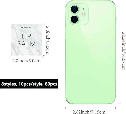 CRASPIRE Lip Balm Labels 80pcs Homemade Lip Balm Labels 2” Clear Lip Balm Labels for Tubes Printable Waterproof Lip Balm Stickers Labels for Lip Balm Handcream Candle Container(Marble Pattern)