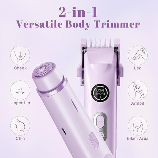 4-in-1 Waterproof Bikini Hair & Body Hair Trimmer - Rechargeable Shaver - IP7-compact for Travel, Cordless Use