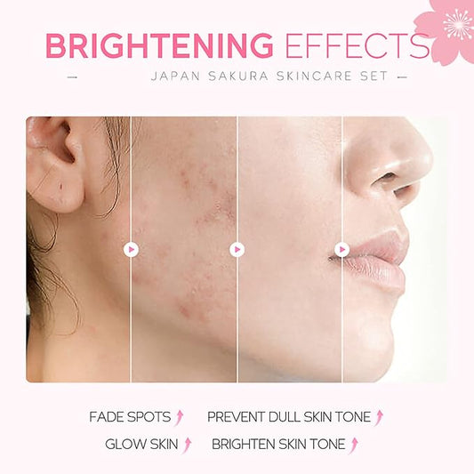 Skin Care Set - Women Gift Sets - Sakura Skin Care Sets & Kits - Gift Set with Cleanser,Toner,Serum,Eye Cream,essence Serum - Beauty Products For Women (SetC)