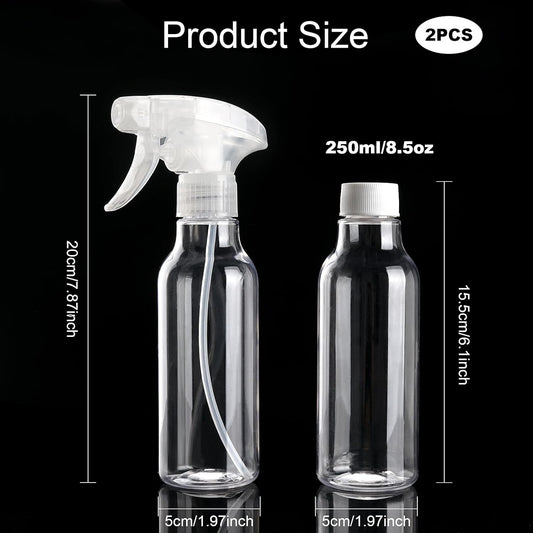 Cosywell Plastic Spray Bottles 8.8oz/260ml 2 Pack Empty Spray Bottle for Cleaning Mist/Stream Heavy Duty Water Spraying Bottle for Cooking Solutions Essential Oils Hair Care(Clear)