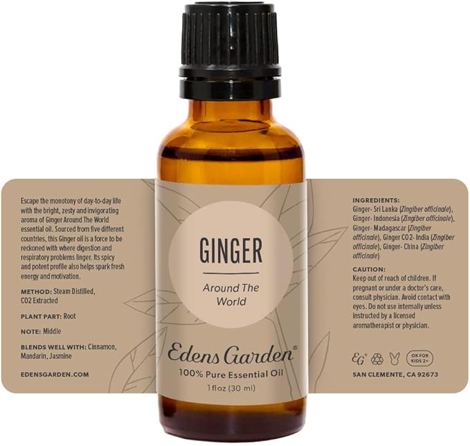 Edens Garden Ginger Around The World Essential Oil- 100% Pure Premium Grade, Undiluted, Natural, Therapeutic, Aromatherapy, The Best for Diffuser, Skin, Candle, Laundry 30 ml (1 fl oz)