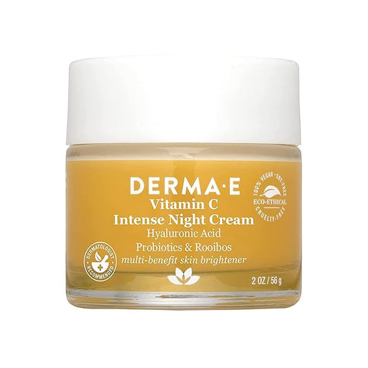 DERMA-E Vitamin C Intense Night Cream – Brightening and Hydrating Facial Skin Renewing Cream – Anti-Aging Overnight Facial Moisturizer, 2 oz