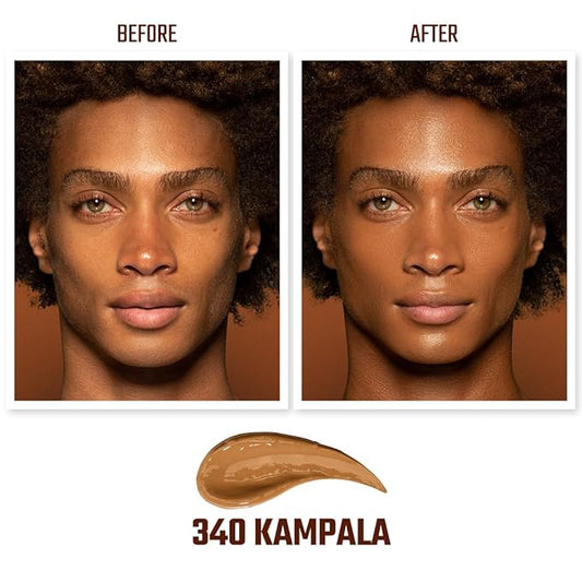 Juvia's Place I Am Magic Velvety Matte Liquid Foundation 340 - Kampala - Dark Tan w/Golden Undertone, Makeup Foundation Full Coverage, Lightweight, Long Wear, Velvety Matte Finish