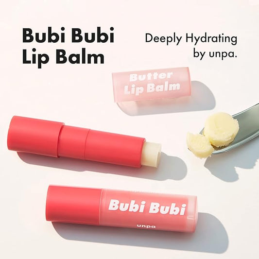 UNPA BubiBubi Vegan Lip Balm | Korean Lip Balm for Dry Cracked Lips | Lip Moisturizer for Very Dry Lips | Lip Repair Overnight Hydrating Lip Balm for Girls | Organic Chapstick Korean Lip Care Products