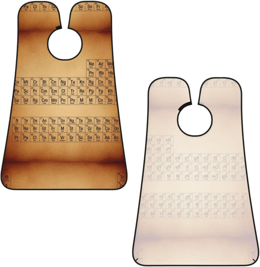 Adjustable Beard Bib, Non-Stick Hair Catcher Cape for Men's Shaving, Waterproof with 2 Suction Cups, Retro Vintage Map Periodic Table of The Elements Shave Bib