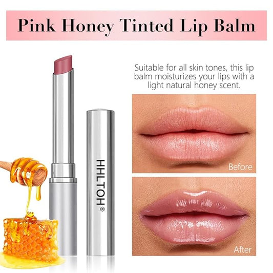1PCS Orange Pink Honey Tinted Lip Balm Lipstain Lip Tint - Sheer Hydrating Long-Lasting Lipstick for Women All Skin Tones - Moisturizing Lip Gloss, Nourishing Lip Balm with Natural Cherry Tint