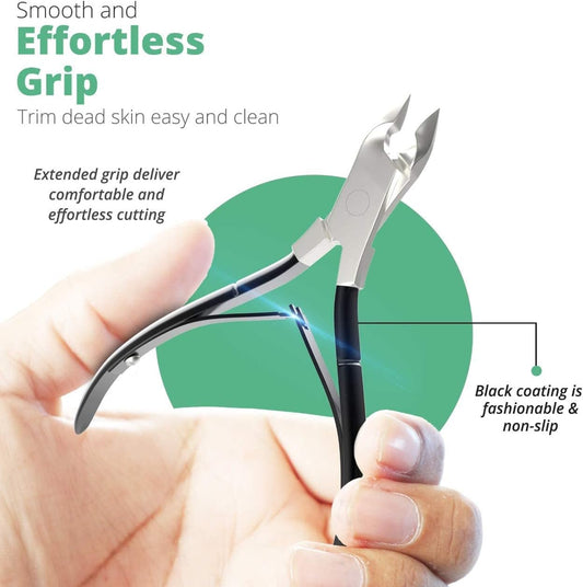 Professional Cuticle Trimmer with Cuticle Pusher Nail Cuticle Remover Nipper Silver Stainless Steel Sharp Blades Manicure Tools with Double Spring Nail Care Pedicure Nail Tools Home Spa (Black)