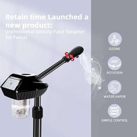 Facial Steamer, Face Steamer on on Wheels with More Steam, Adjustable Height for Face Steamer Suitable for Personal Home and Professional Personal Care Places,Moisturizing and Hydrating.