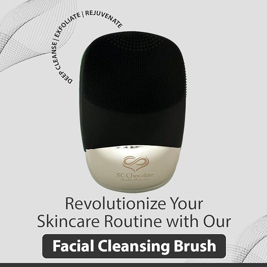 Facial Cleansing Brush | 3-in-1 Electric Face Scrubber | USB Rechargeable Face Cleansing Brush | IPX7 Waterproof | Blackhead Remover | Deep Cleansing & Exfoliating (Black)
