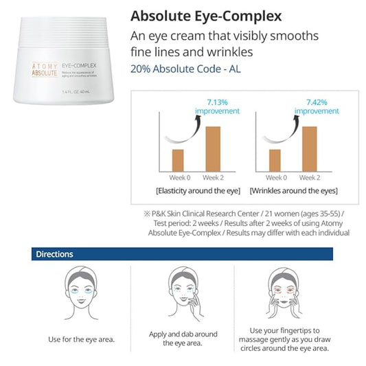 Atomy Absolute CellActive Eye Complex 40ml (1.4. FL. OZ.) Eye Cream for Face, Skin Care Routine.