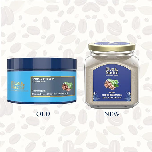 Blue Nectar Coffee Bean Natural Cleanser, 3-in-1 Cleanser, Face Scrub & Face Pack for Skin Repairing & De tan Removal, 100% Natural with Multani Mitti Powder (3.52 Oz11 Herbs)