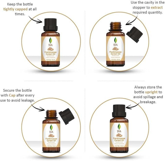 SVA Frankincense Essential Oil – 1/3 Fl Oz – 100% Natural Boswellia Carterii Oil - for Diffuser, Hair Care, Face, Skin Care, Aromatherapy, Scalp and Body Massage, Soap and Candle Making