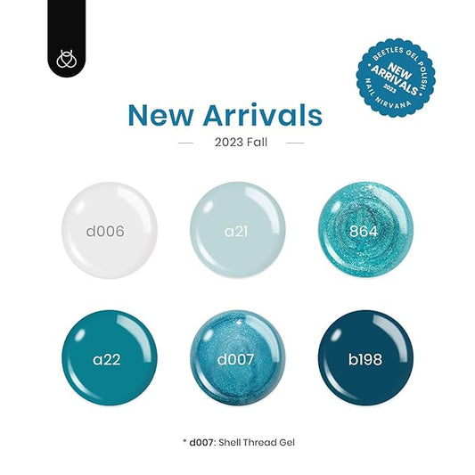 Beetles Blue Gel Nail Polish Set, 6 Colors Glitter Pearl Gel Polish Mermaid Treasures Nail Art Design Soak off Uv Led Nail Lamp