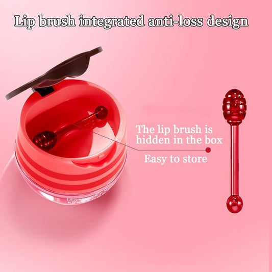 2 Pcs Lip Balm Honey Pot,Honey & Strawberry Lip Mask Propolis Moisturizing Lip Balm with Stick,Prevention Dry and Cracked Lip Scrubs,Exfoliator Lip Wrinkle Skin Care Products