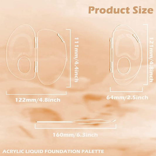 180 Degree Folding Acrylic Makeup Mixing Palette, Plastic Foundation Makeup Facial Palette with Felt Bag, Transparent Spatula Tool for Eyeshadow Liquid Foundation Cosmetic Pigment Mixing