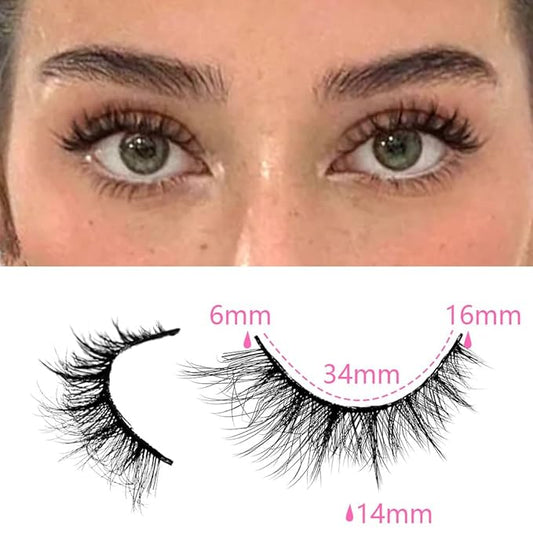 False Eyelashes 48 Pairs Faux Mink Lashes 14mm Wispy Lashes 3D Fluffy Cat Eye Lashes Pack Bulk Wholesale Strip Lashes(style 48-040)