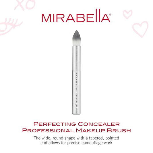 Mirabella Perfecting Concealer Brush, Premium Professional Makeup Brush Collection, Cruelty-Free Synthetic Bristle Brush, Hand-Sculpted Brushed Aluminum Handle, Luxury Blending Brush for Makeup