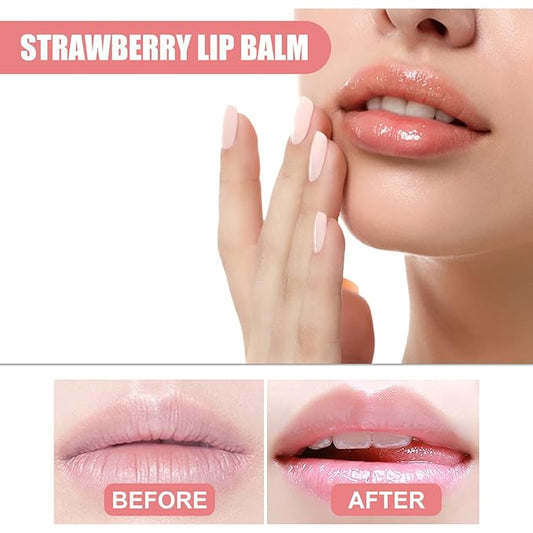 Honey Lip Balm Pot, Propolis Lip Mask, Strawberry Hydrating Propolis Lip Sleeping Mask, Prevent Dry&Cracked, Lip Repair Nourishes the Lip Skin (4pcs Strawberry)