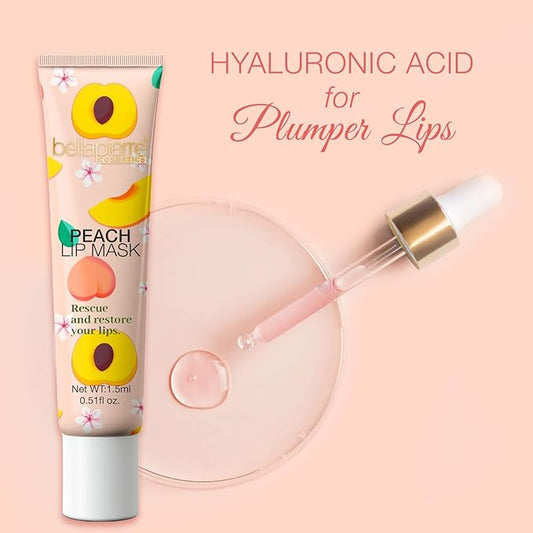 bellapierre Cosmetics Peach Lip Mask | Lip Plumping Mask with Hyaluronic Acid | Moisturizing Lip Balm for Daily Use