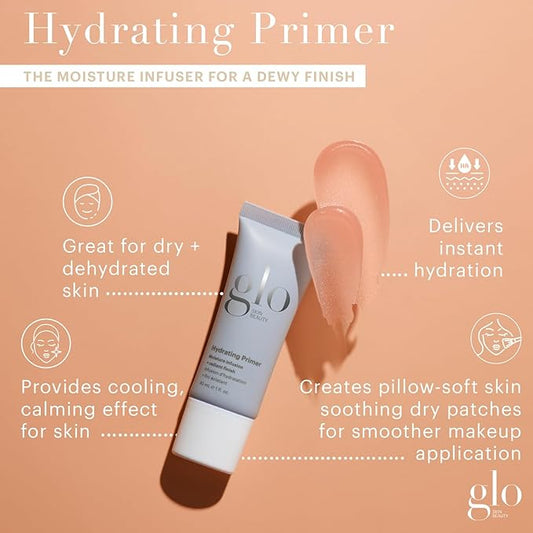 Glo Skin Beauty Hydrating Primer with Hyaluronic Acid - Replenish Moisture and Plump Skin for Smoother Makeup Application, for Dry + Dehydrated Skin, Dewy Finish