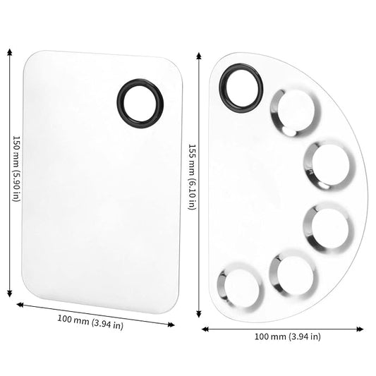 4 Pack Metal Makeup Palette, Makeup Mixing Palette with Spatula Makeup Palette Mixer Tray for Color Mixing and Makeup, Silver(2 Sizes)