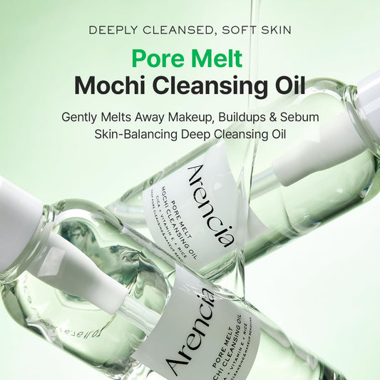 Pore Melt Mochi Makeup-Removing Cleansing Oil, Non-Comedogenic, Rice Amino Acids HD, Vitamin E, Cica, & Ceramide, 6.76 fl oz