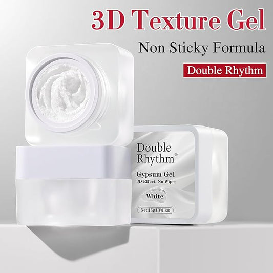 Double Rhythm 3D Nail Gel Solid Sculpting Gel for Nail Art Non-Sticky Hard Gel for Building Carving Molding Nail Extension Soak Off UV/LED Salon Home DIY 0.5 Oz (Gypsum White)