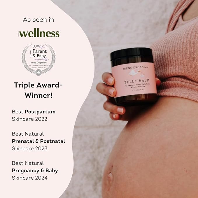 Belly Bundle by Irene Organics - Organic Belly Butter and Oil for Pregnancy Stretch Mark Prevention and Treatment - Award Winning Skincare For Pregnancy and Postpartum - Mother's Day Gift Set (Large)