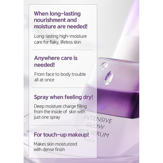 LALACHUU Glow Mist Serum – Hydrating & Soothing Face Mist Artemisia, Centella Asiatica, Evening Primrose, Korean Skin Care, Made in Korea, for Sensitive Skin (Intensive, 3.38 oz)