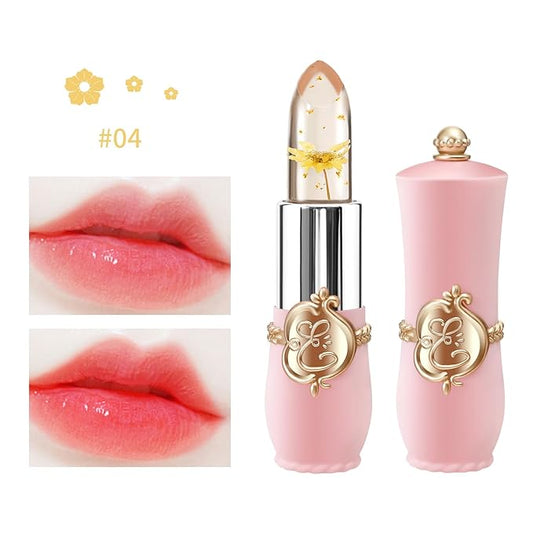3 Pcs/Set Flower Jelly Lipstick Set Temperature Change Moisturizer Long Lasting Nutritious Balm Magic Color Change Lip Gloss (Flower Jelly Lipstick 040506)