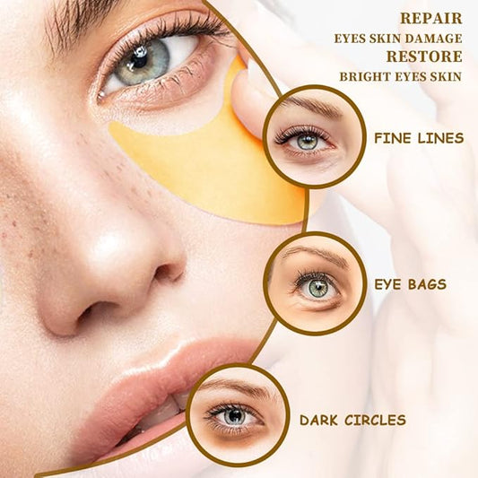 120PCS Under Eye Patches 24K Gold Eye Mask with Aloe Vera Natural Ingredients, Moisturizing Skin Care with Hyaluronic Acid and Collagen for Anti-Wrinkle, for Dark Circles and Puffiness