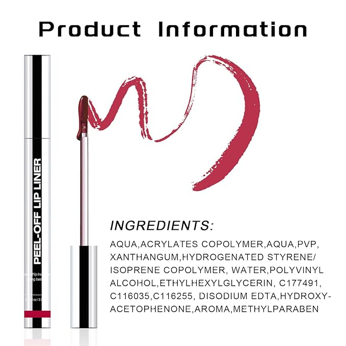 Peel Off Lip Liner Stain - Long Lasting Natural Lip Stain Transfer-proof Lip Liner, Moisturizing Waterproof Lip Gloss Stain, Highly Pigmented Color for All Skin, Ideal Gifts for Women (Coffee)