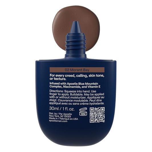 APOSTLE Reclaim Tinted Moisturizer for Men (2 Morant Bay) - Niacinamide, Vitamin E, Squalane, Hyaluronic Acid, Tinted Face Moisturizer For Men. Hydrates, Evens Skin Tone, Reduces Fine Lines, 1 Fl. Oz.