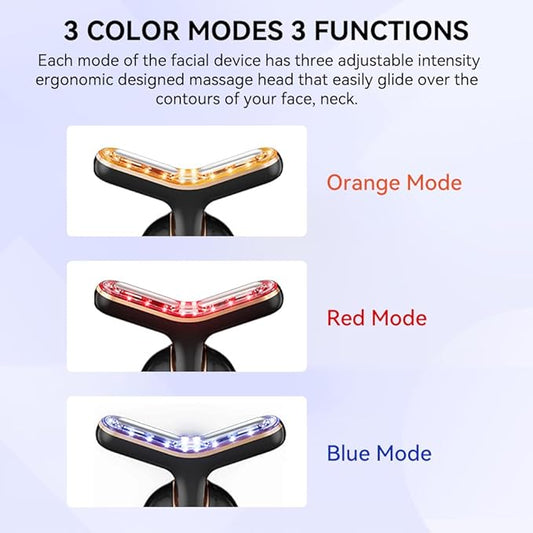 Neck Face Massager, Multifunctional Facial Massager, Face Sculpting Tool for Skin Care with Vibration, Thermal (Black Gold)