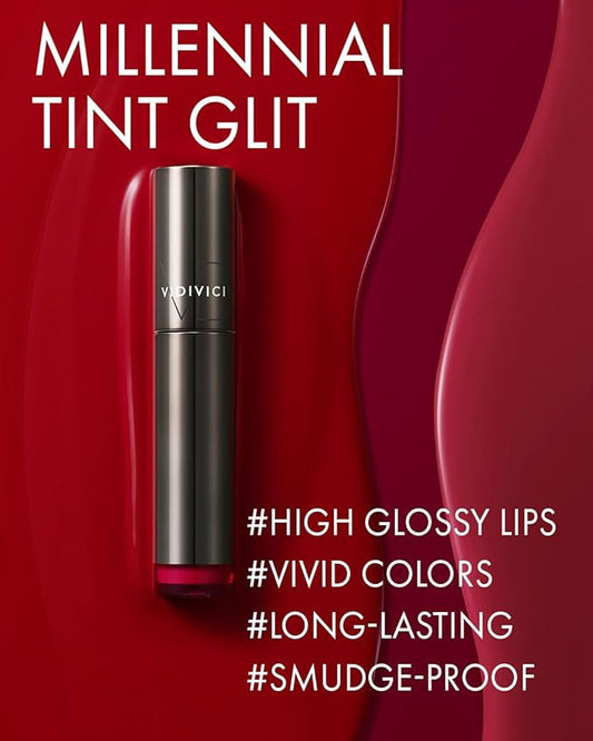 VIDIVICI Millennial Tint Glit - Transfer Proof Moisture Korean Lip Tint with Long-Lasting Color, Lightweight Water Jelly Texture, Hydrating & Smudge-Free Lip Stain, 0.13oz (02 RED TO GO)