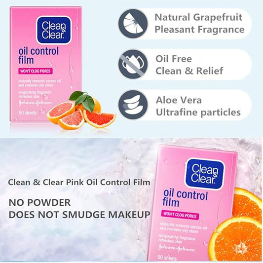 Oil Control Film Replacment for Clean & Clear Oil-absorbing Sheets,3 Pack (Grapefruit Fragrance) Oil Blotting Sheets For Face,Makeup Friendly High-performance Handy Face Blotting Paper for Oily Skin